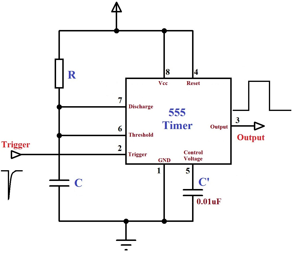 Schematic 555 Timer Circuit Diagram Lm555 Electronics Schematic