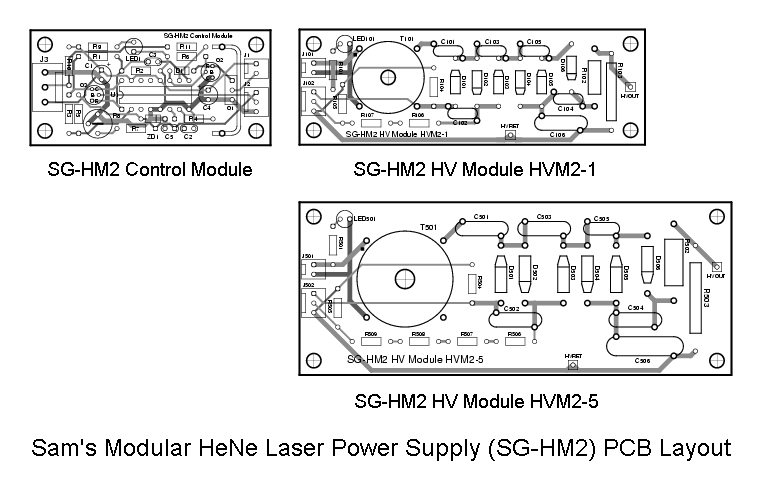 Sam's Modular He-Ne Laser Power Supply 2 PCB Layout