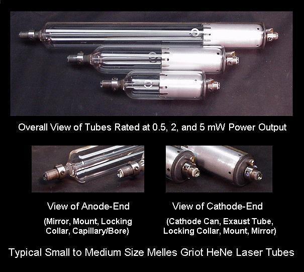 Typical Small to Medium Size Melles Griot He-Ne Laser Tubes